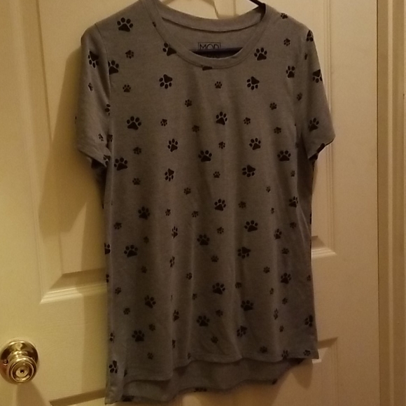 Grey T-shirt w/black paw prints - Picture 1 of 3